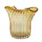 14" Orange Glass Ribbed Ombre Vase with Folded Curve Opening
